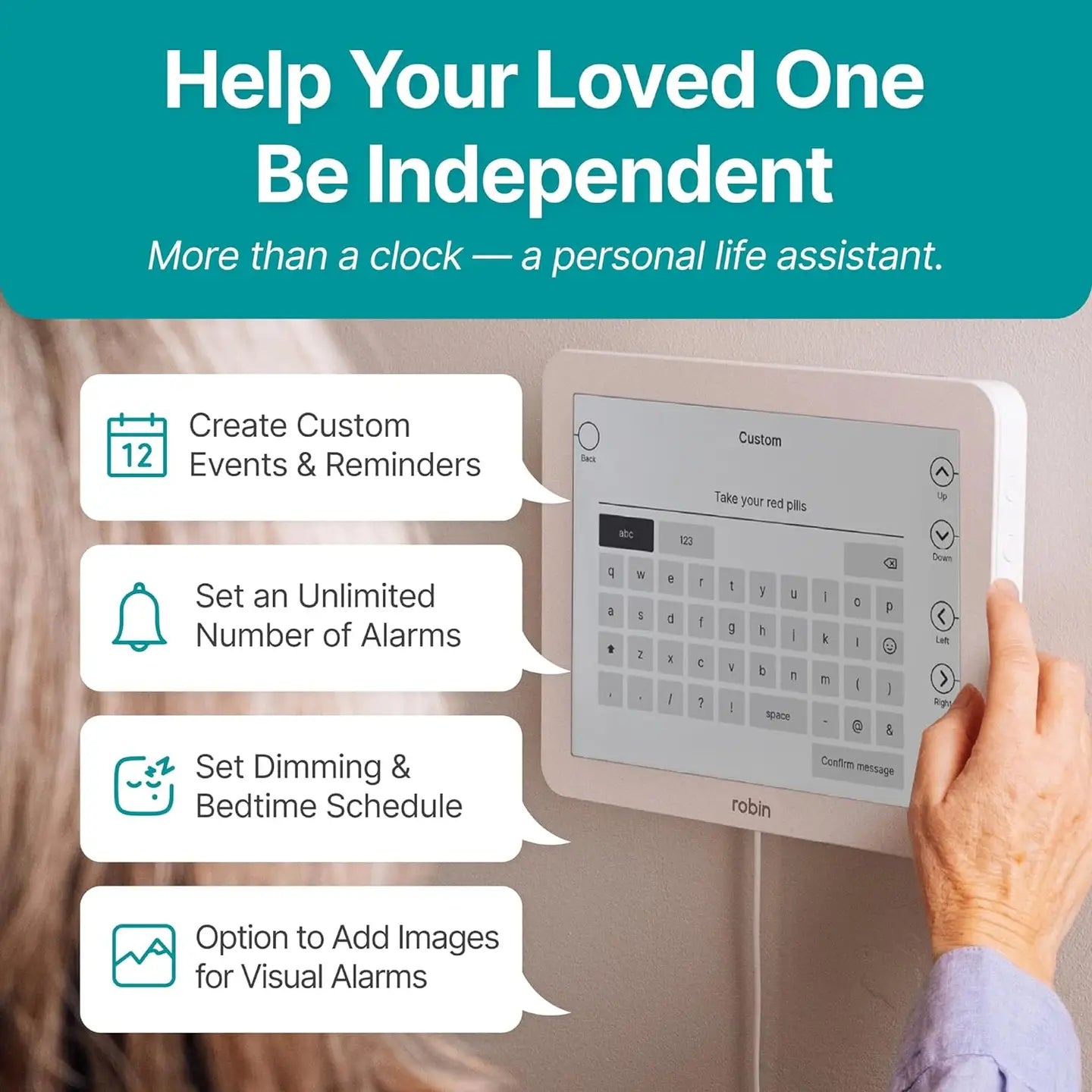 Robin Day Clock w/ Day, Date & Reminder Alarms