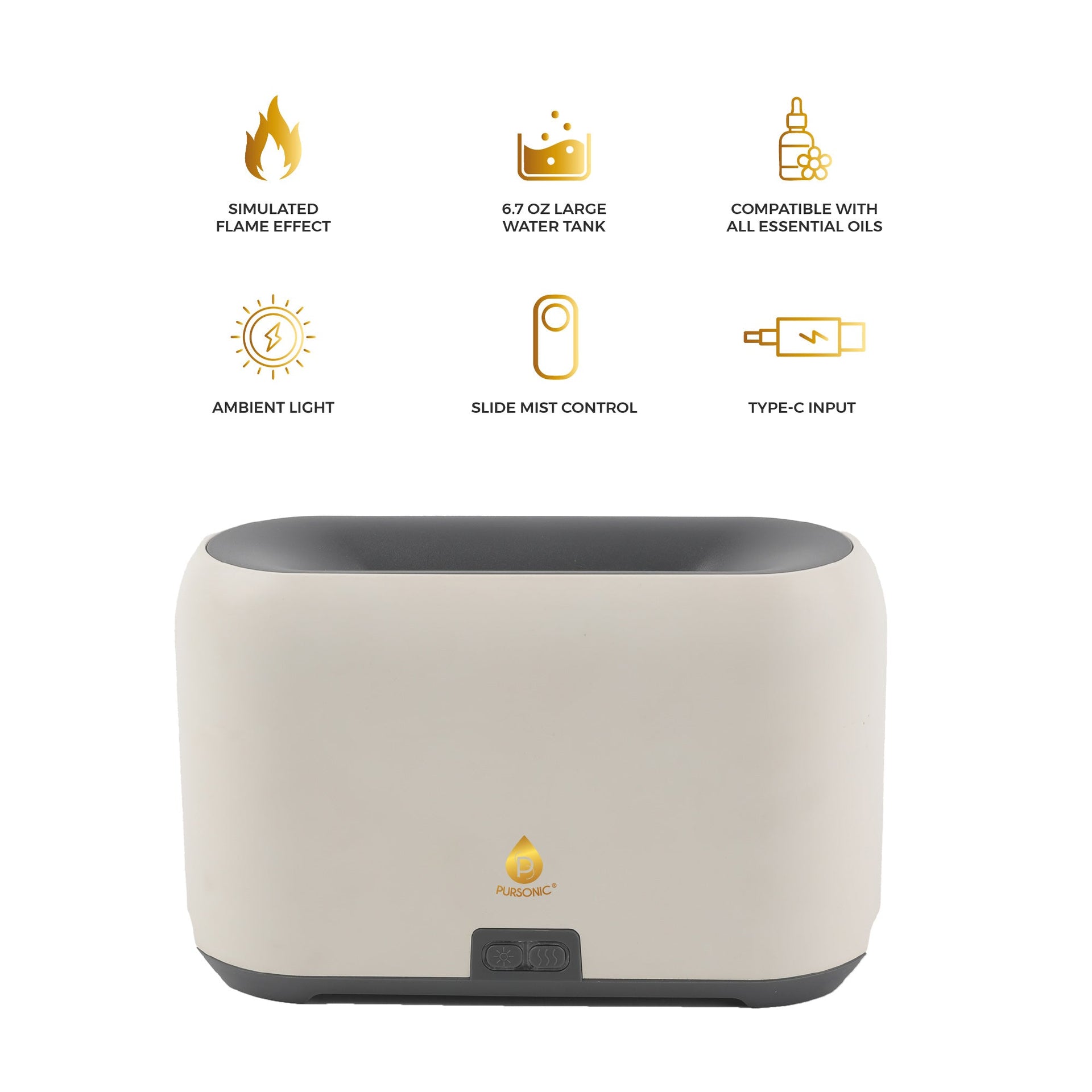 Pursonic Essential Oil FlameGlow Aromatherapy Diffuser
