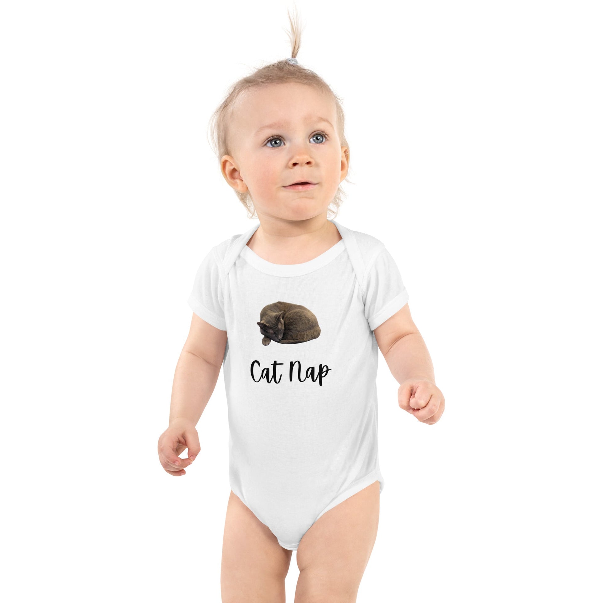 Infant Bodysuit Cat Nap front worn by baby gallery position 1 Support Greg Profits Pay for Alzheimer's Treatments